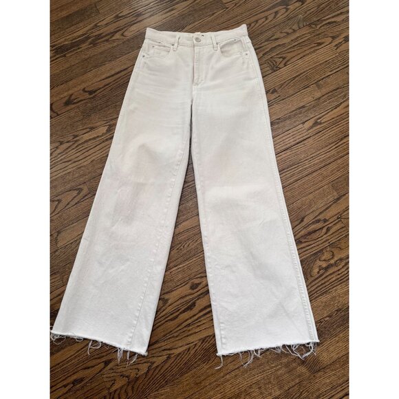 AMO Denim Frida Wide Leg Raw Hem High Rise Jeans White Oak Size 29 - Picture 2 of 4